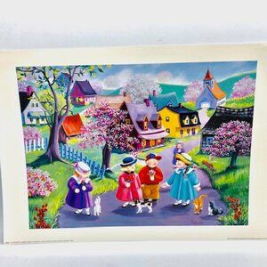 "Les petits chapeaux du printemps" by Ginette Laplante – Whimsical Spring Villag